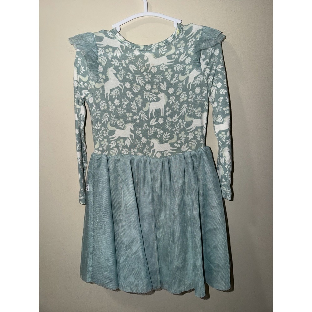 Play Little Sleepies Dress Unicorn Garden Flutter Sleeve, Tulle, Bamboo, Size 2T